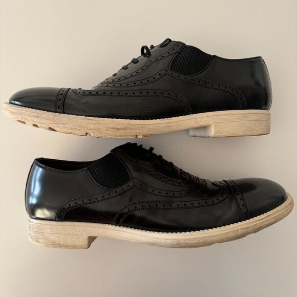 Dolce and Gabbana Black Brogue Leather Milano Oxfords, Size 10 main image 4